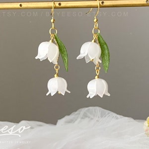 Lily of the Valley Earrings - flower dangle earrings - Unique Gift For Her