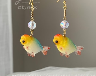 Orecchini a forma di pesciolino rosso colorati, orecchini pendenti a forma di carpa koi, graziosi orecchini a forma di acquario, gioielli a forma di pesce originali, regalo per gli amanti dei pesci rossi