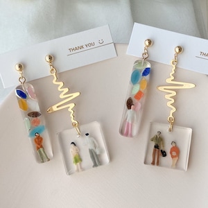 little people funky earrings - quirky earrings - fun earrings dangle - miniature earrings - unique earrings dangle