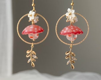 Red Mushroom earring - Magical mushroom earrings