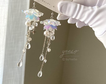 Jellyfish Dangle Earrings - Purple Blue Jellyfish drop Earrings - Unique Jellyfish Earrings Dangle - Beach vibes Earrings