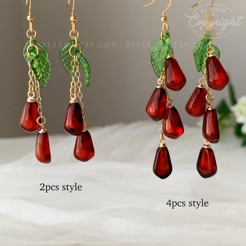 Pomegranate Dangle Earrings: Unique Fruit Persephone Earrings image 5