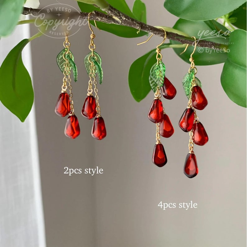 Pomegranate Dangle Earrings: Unique Fruit Persephone Earrings image 4