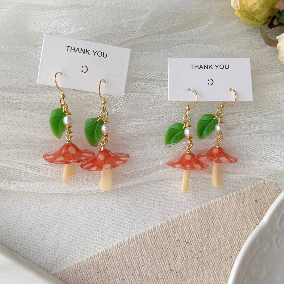 Red Mushroom Earring Magical Mushroom Earrings Etsy