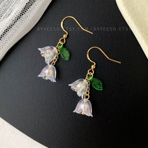 Lily of the Valley Earrings - Lily flower dangle earrings - White bell flower earrings