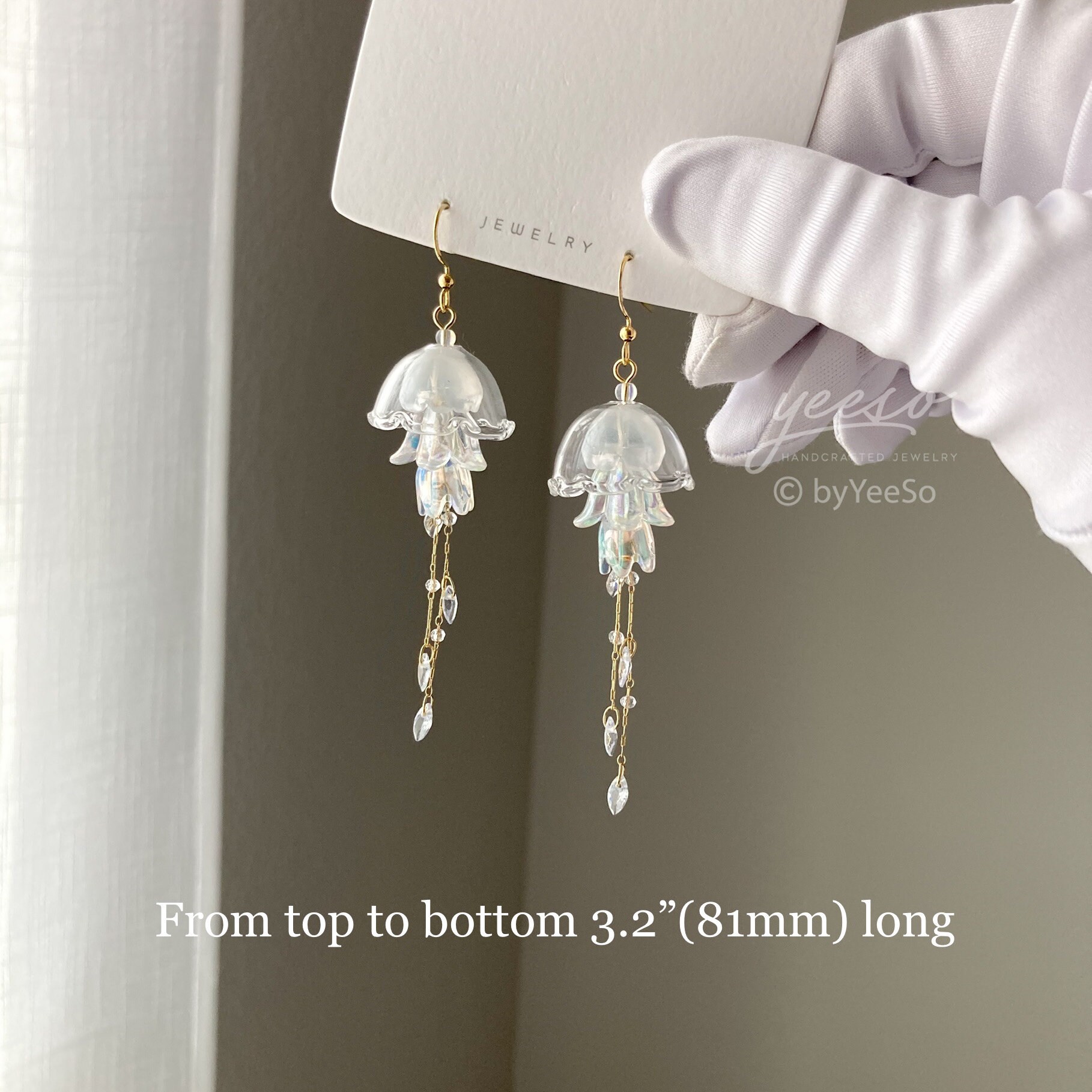 クラゲのダングルイヤリング - かわいいクラゲのドロップイヤリング