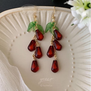 Pomegranate Dangle Earrings: Unique Fruit Persephone Earrings image 6