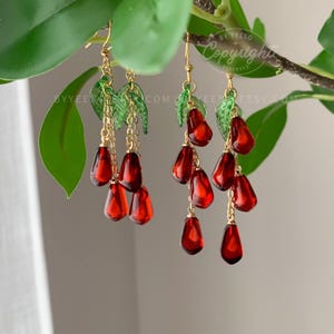 Pomegranate Dangle Earrings: Unique Fruit Persephone Earrings image 8