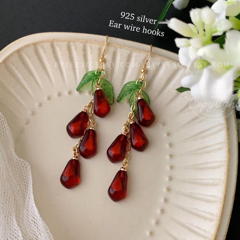 Pomegranate Dangle Earrings: Unique Fruit Persephone Earrings image 2