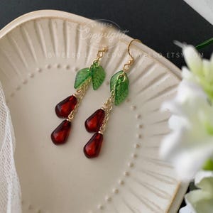 Pomegranate Dangle Earrings: Unique Fruit Persephone Earrings image 3