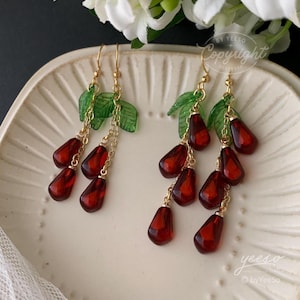 Pomegranate Dangle Earrings: Unique Fruit Persephone Earrings image 7