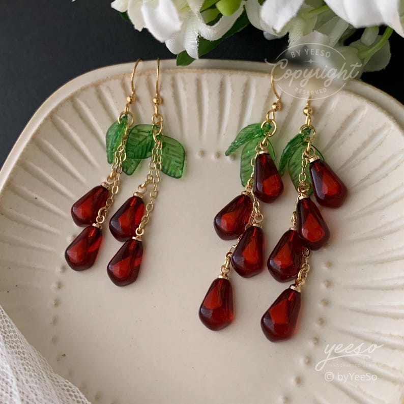 Pomegranate Dangle Earrings: Unique Fruit Persephone Earrings image 7