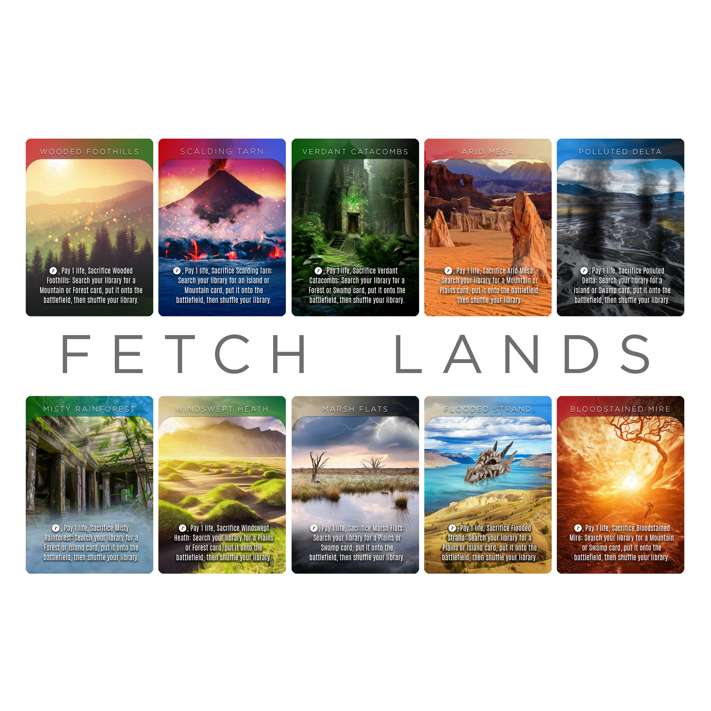 Fetch Lands Alternate Art - Full Set MTG Proxies - Etsy
