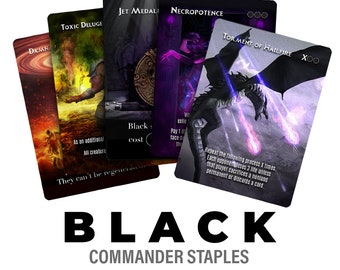 Lot de 5 produits Commander Staples NOIR - Illustrations complètes, illustrations alternatives de procurations MTG