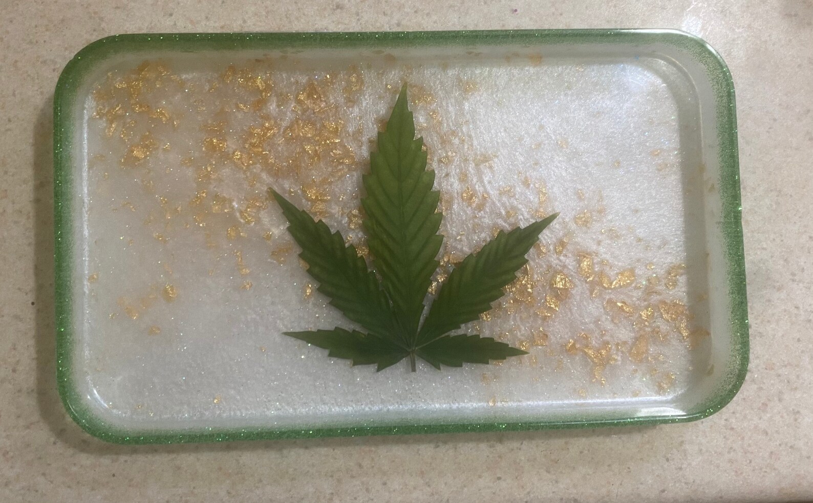 Real marijuana leaf handmade with resin smoking/rolling tray Etsy