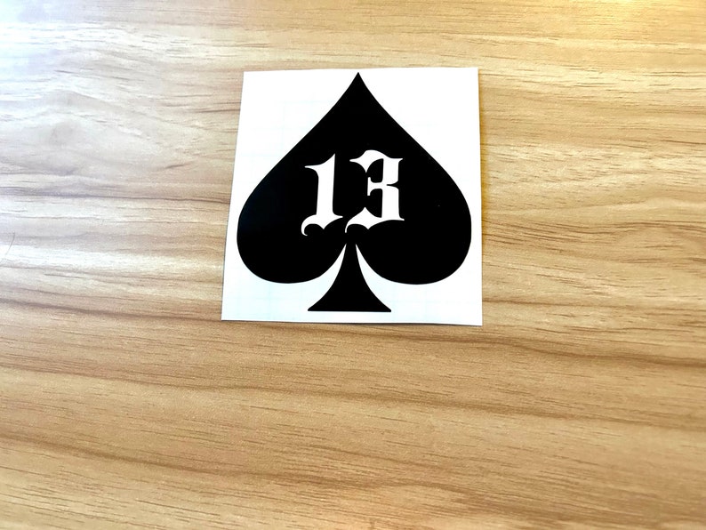 Am13 Sticker Lucky Number 13 Sticker, Spades Laptop Decal, Glossy Black Window Cling ...