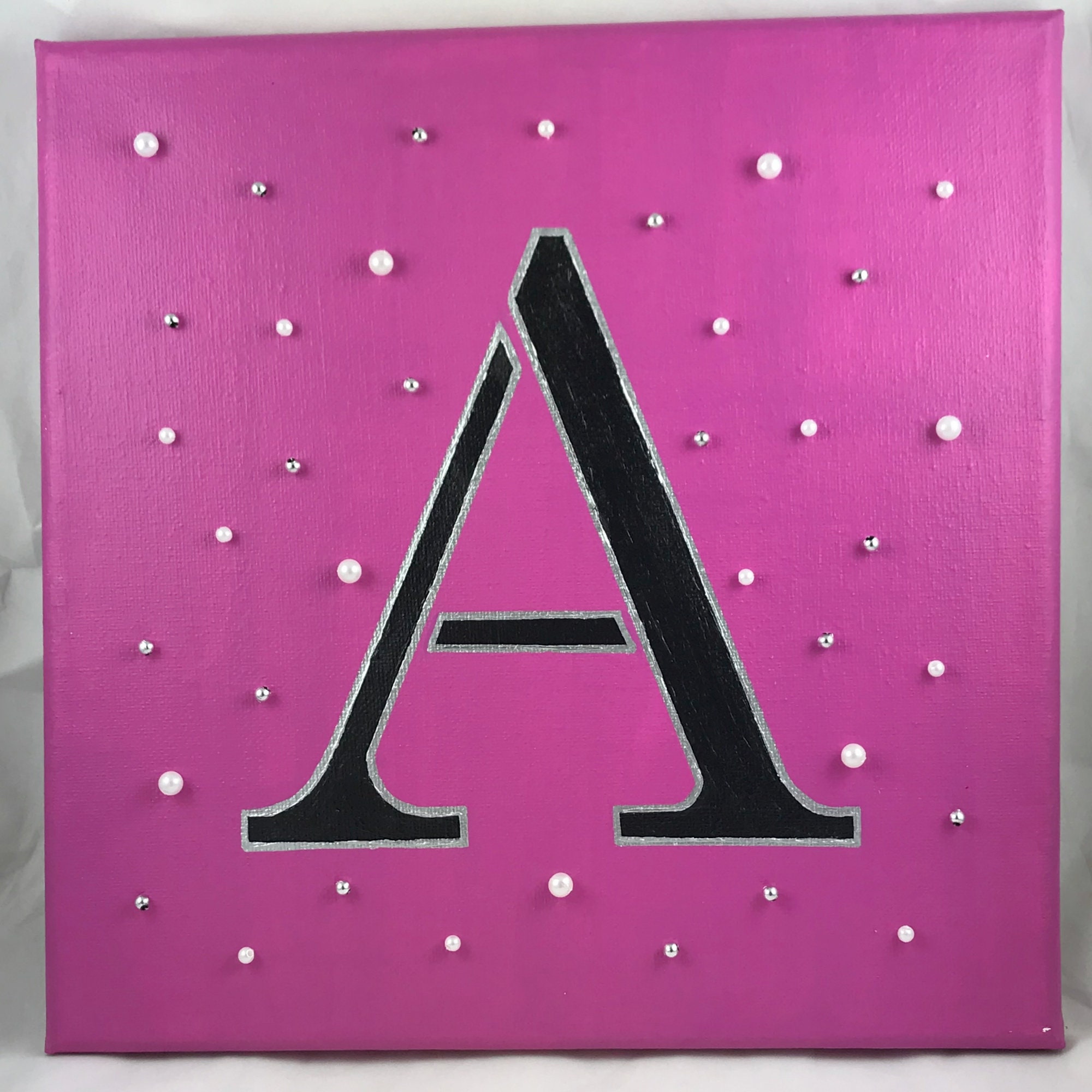 Personalized Letter Art, Embellished Art, Art With Beads, Embellished