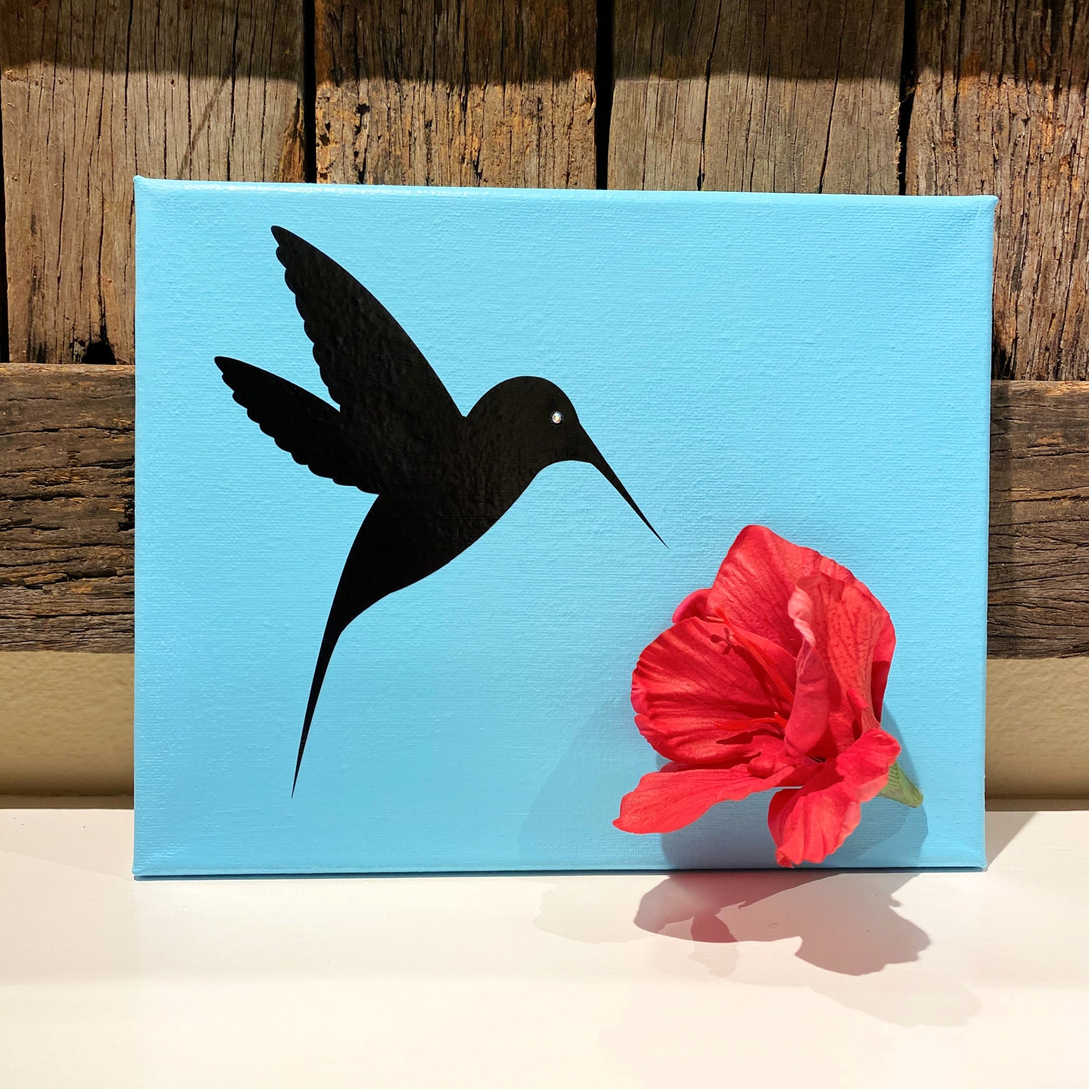 Hummingbird, Hummingbird Art, Embellished Hummingbird Canvas