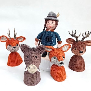 Eierwärmer Eierbecher--Jäger Förster Reh Hirsch Wildschwein-Waldtiere Geweih Fernglas Rucksack Wald Geschenk Gutschein Geschenkverpackung