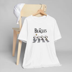 Snoopy Beagles Abbey Road Unisex T-Shirt, Peanuts Woodstock Beatles Fan Tee, Dog Lover Gift, Funny Graphic Shirt