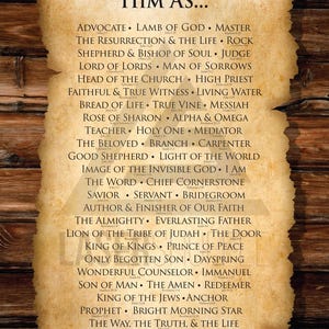 Names of Jesus Poster | 52 Biblical Names of Christ | Christian Wall Art | Bible Verses Poster | Faith Home Decor | Religious poison