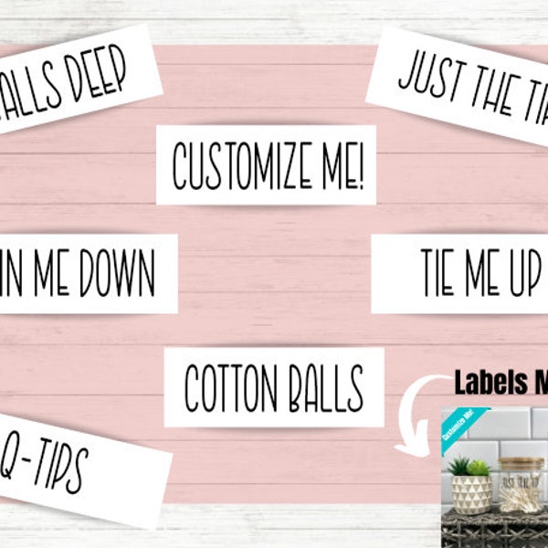 Custom Vinyl Decals (Labels Only), Balls Deep, Just the Tip, Funny Bathroom Decor, Bathroom Jars, RAE DUNN Inspired