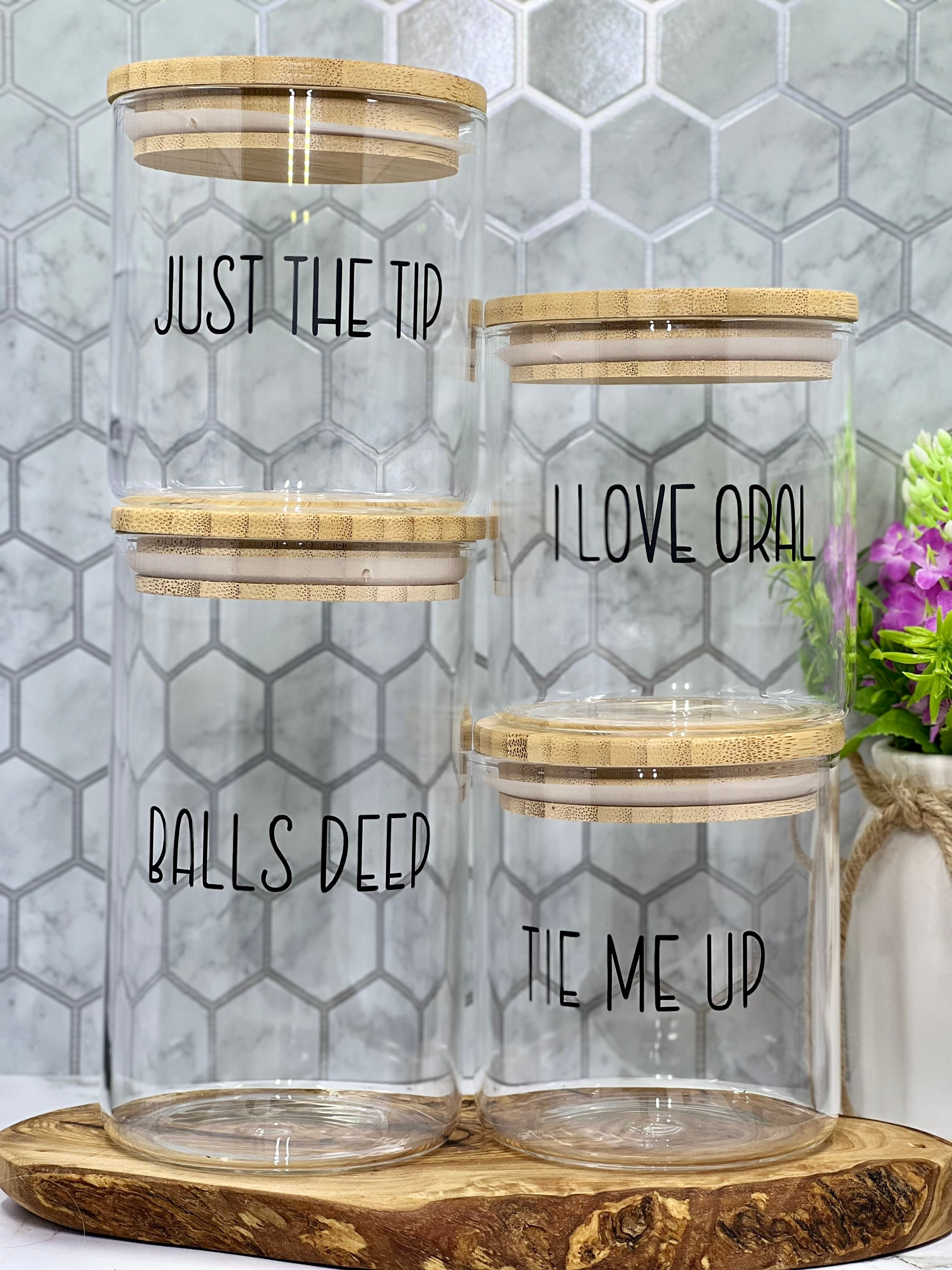 Cotton Ball Jar Qtip Jar Balls Deep Just the Tip Bathroom Etsy Canada