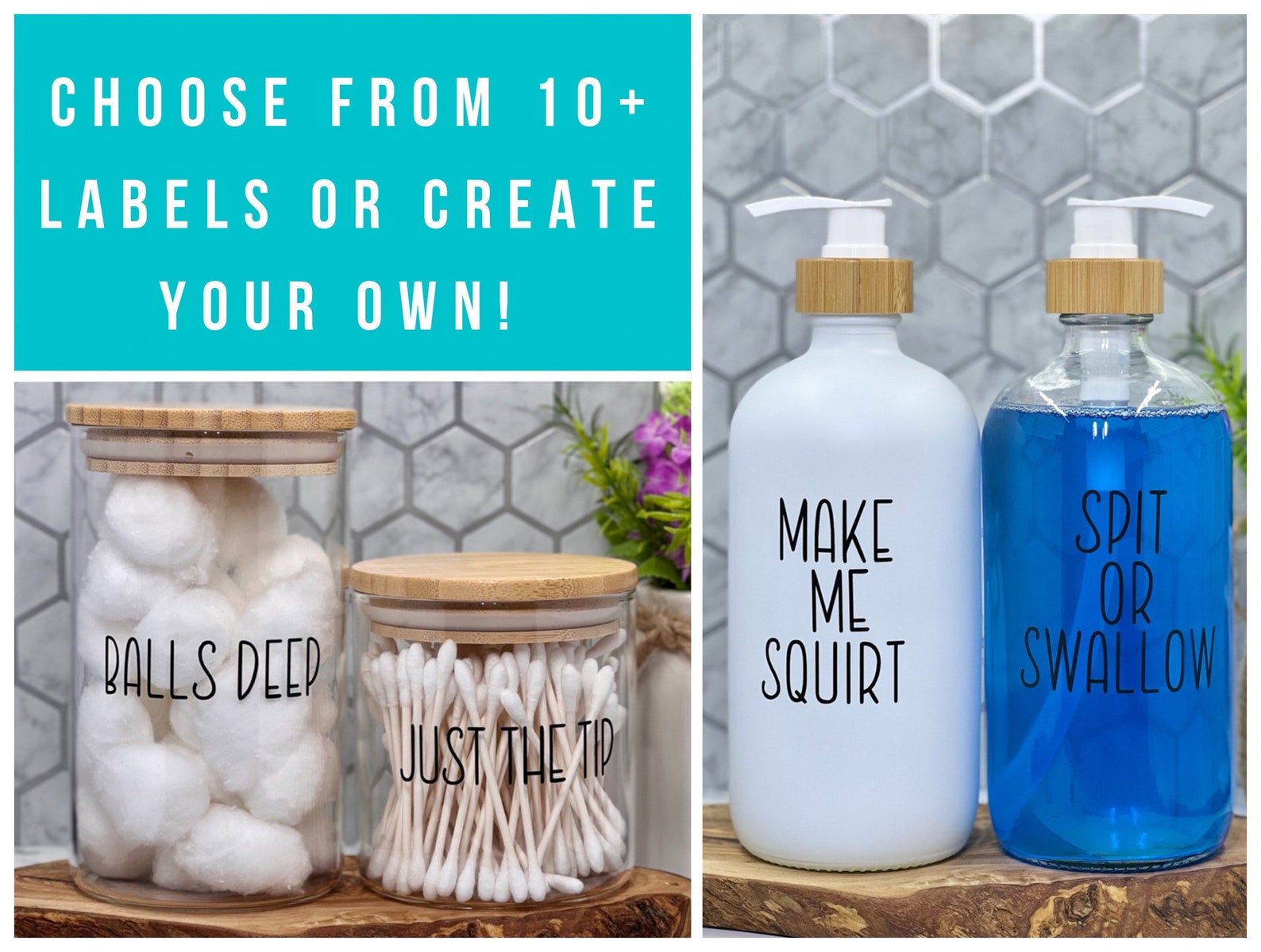 Cotton Ball Jar Qtip Jar Balls Deep Just the Tip Bathroom Etsy