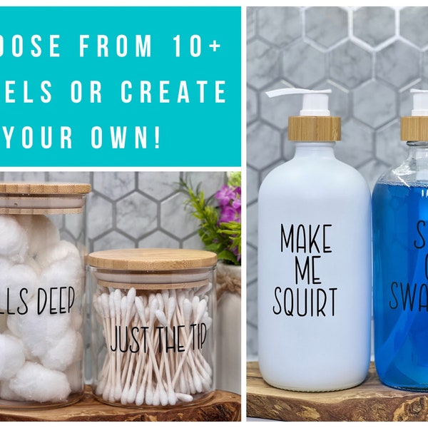 Cotton Ball Jar,  Q-Tip Jar, Balls Deep, Just the Tip, Bathroom Storage, Funny Bathroom Decor, Bathroom Jars, RAE DUNN Inspired