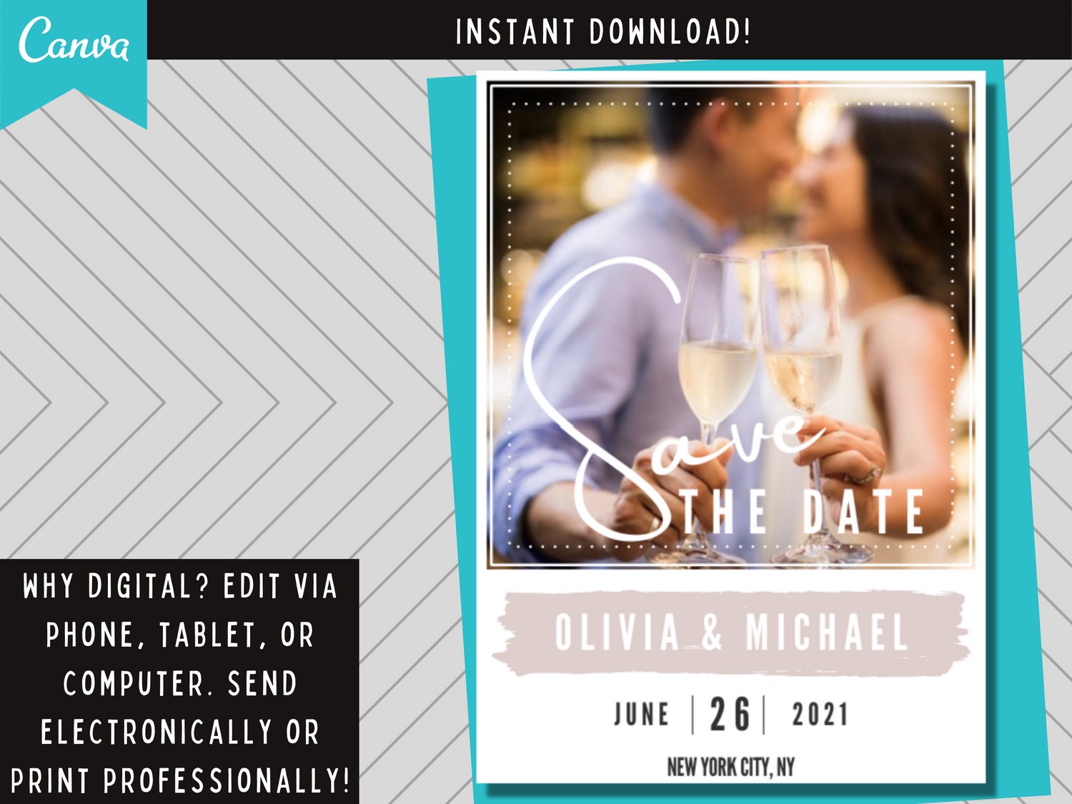 Editable save the date digital template save the date photo etsy