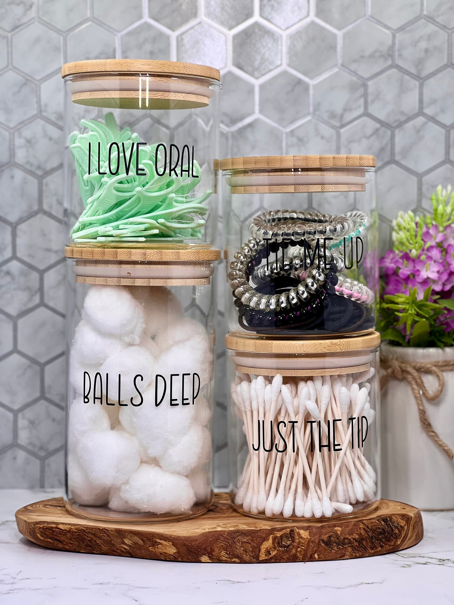 Cotton Ball Jar Qtip Jar Balls Deep Just the Tip Bathroom Etsy Canada