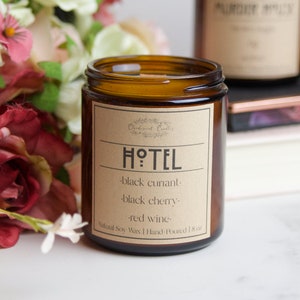 The HOTEL Candle | 100 % Soy Wax | Black Cherry, Black Currant, Red Wine | Hand Poured |American Horror Story Inspired | Gift