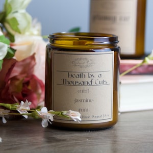 Death by a Thousand Cuts Candle | 100 % Soy Wax | Mint, Jasmine, Rum | Hand Poured | Taylor Inspired | Gift | Present