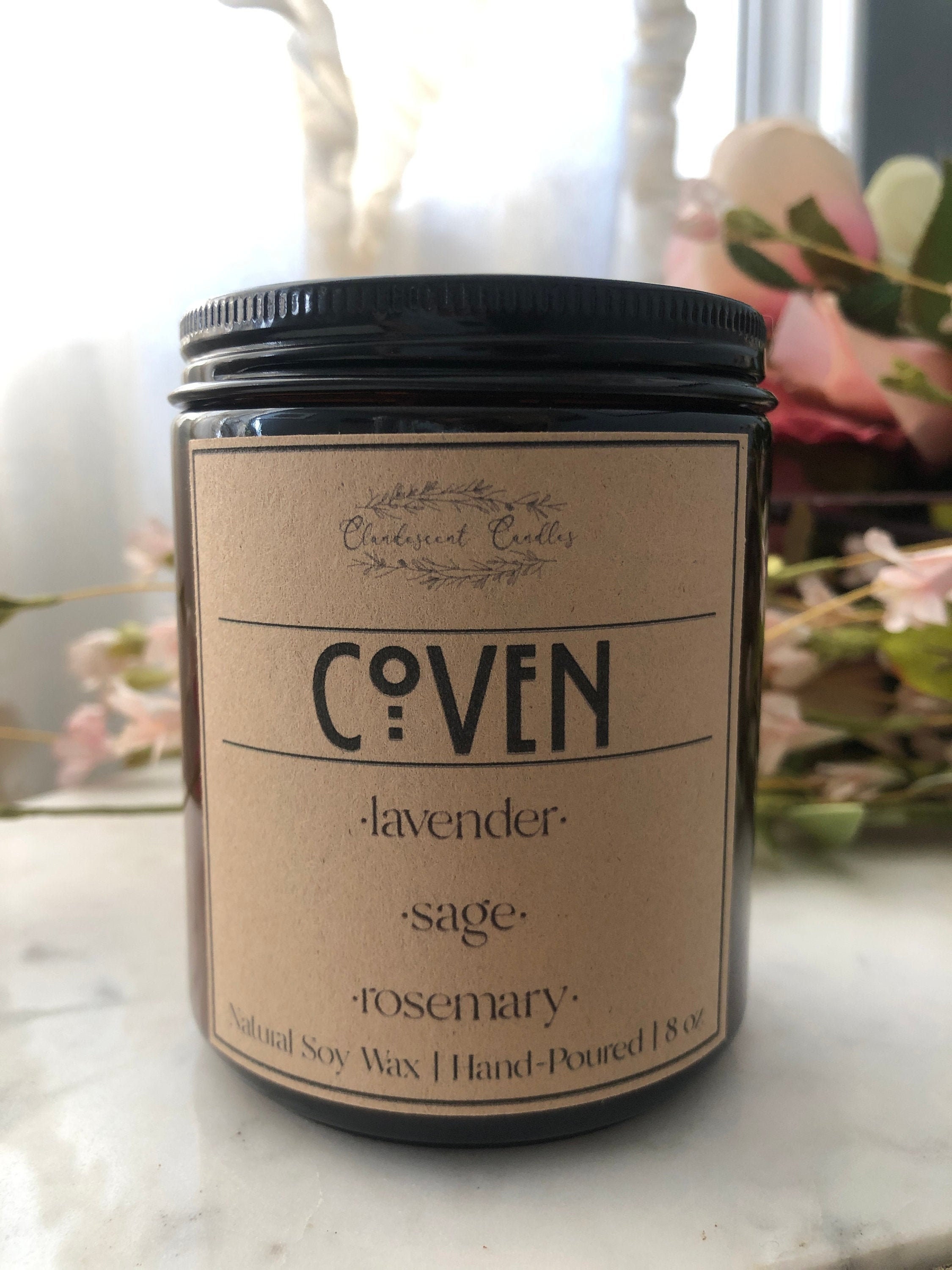 The COVEN Candle | 100 % Soy Wax | Lavender, Sage, Rosemary | Hand Po…