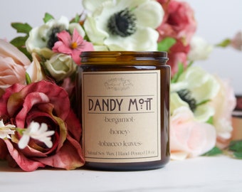 The DANDY MOTT Candle | 100 % Soy Wax | Bergamot, Honey, Tobacco Leaves | Hand Poured |American Horror Story Inspired | Gift |Present