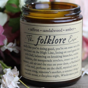 The Folklore Era Candle | 100 % Soy Wax | Saffron, Sandalwood, Amber  | Hand Poured | Taylor Inspired | Gift | Present