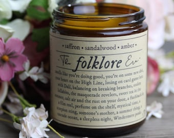 The Folklore Era Candle | 100 % Soy Wax | Saffron, Sandalwood, Amber  | Hand Poured | Taylor Swift Inspired | Gift | Present