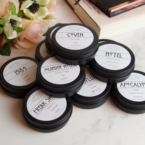 Sample Candles--TEN SEASONS | 100 % Soy Wax | Hand Poured | American Horror Story Inspired | AHS | Gift | Present | Murder House | Coven