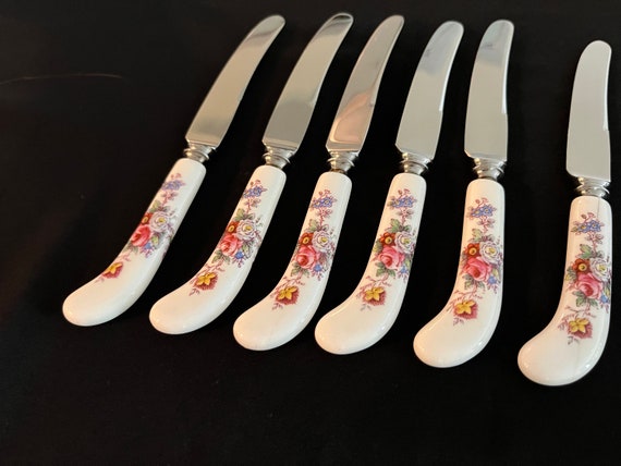  CROWN DERBY ロイヤルクラウンダービー　ブレッドナイフ Royal Crown Derby Porcelain Handles Knives - Etsy