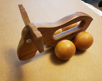 Vintage Wooden push along Moose toy
