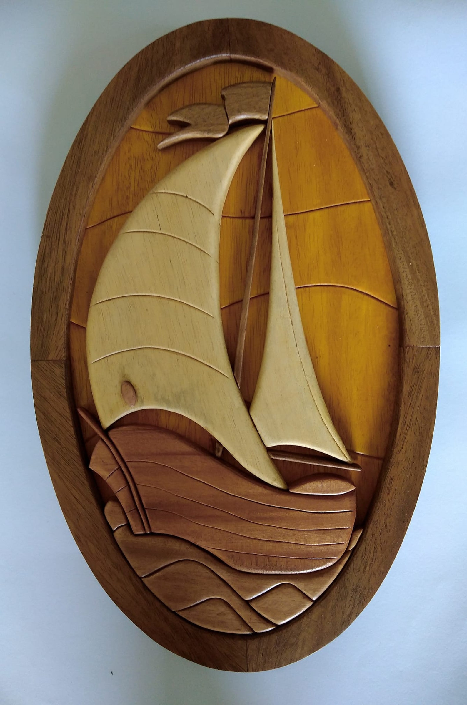 wooden sailboat wall art