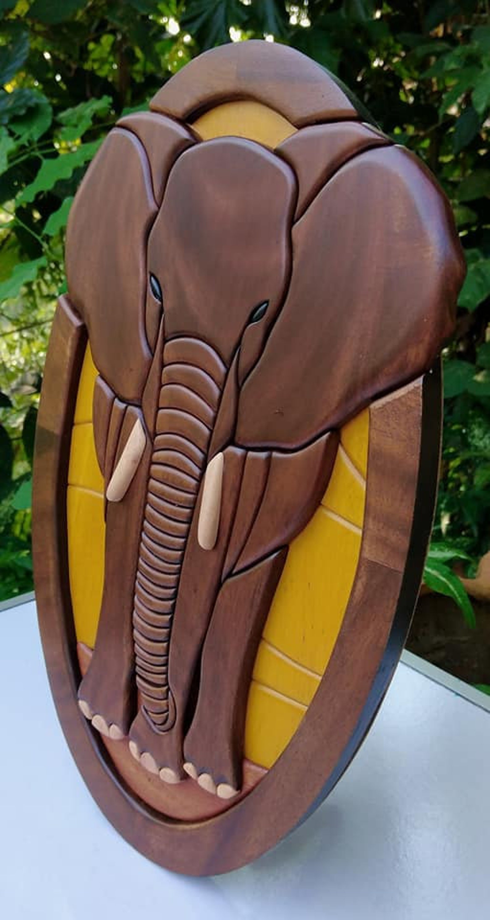 Wood Carving Elephant Wall Hanging Art Home Decor Room Etsy