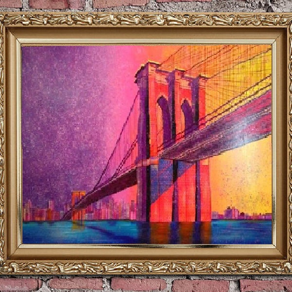 BROOKLYN BRIDGE NEW YORK GICLEE CANVAS ART PRINT POSTER main image 0