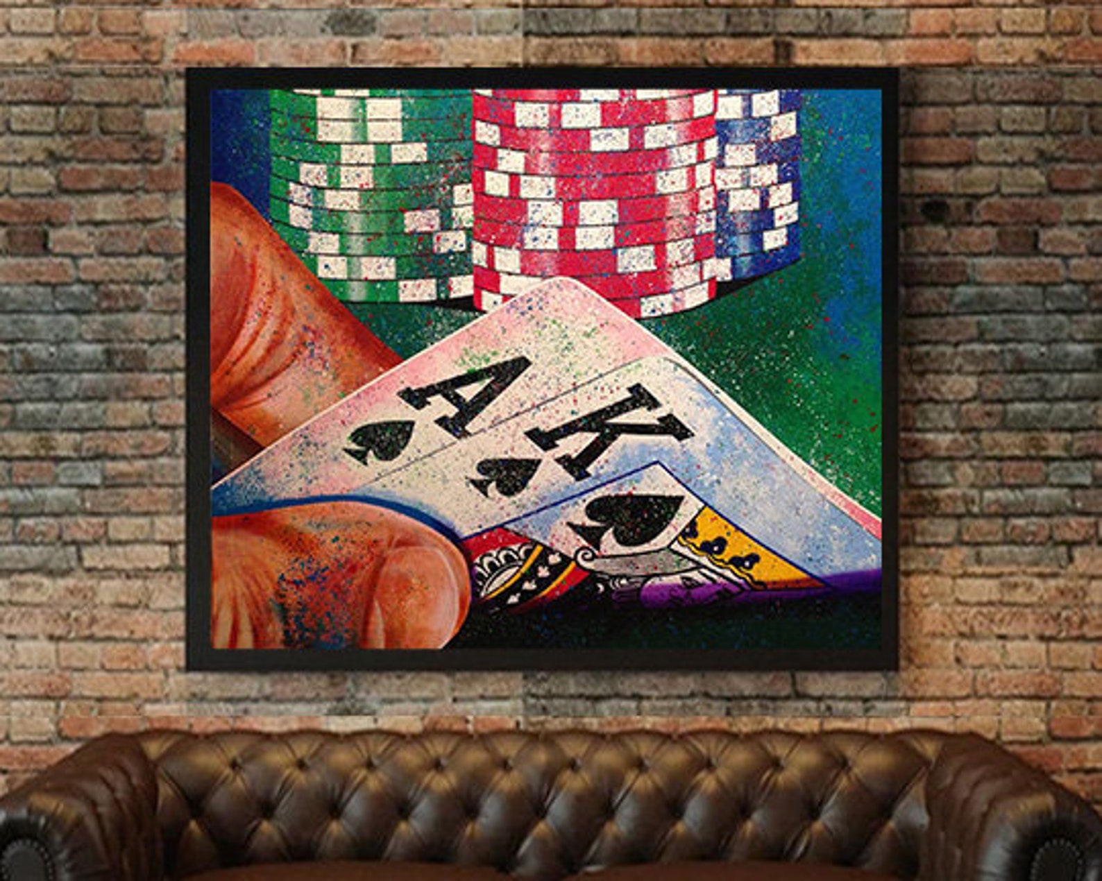 Ace High Poker Giclée Painting Acrylic Canvas Painting Etsy