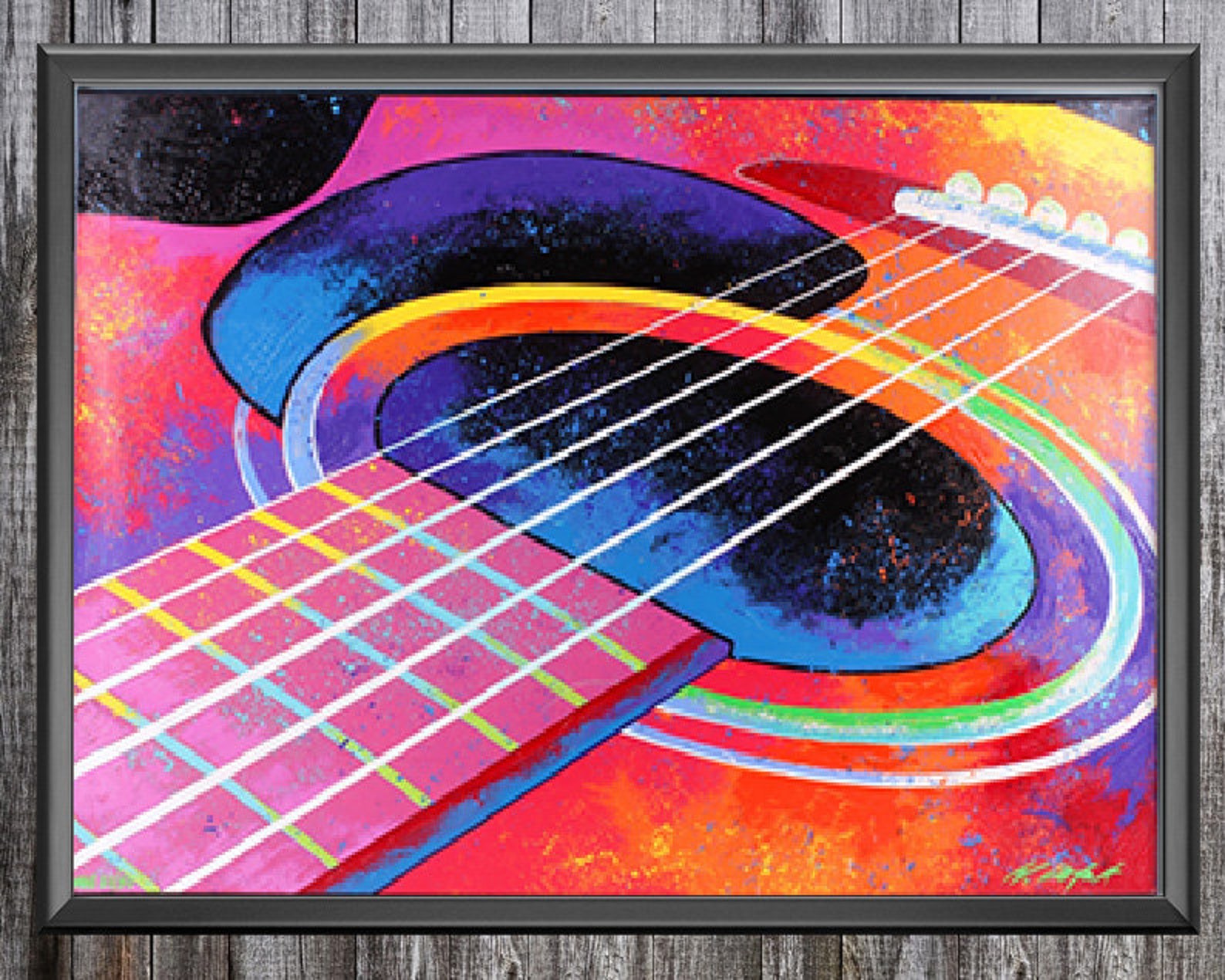 Bright Guitar Giclée Painting Acrylic Canvas Painting Limited Edition