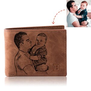 Cartera de cuero personalizada con foto grabada para el día del padre, regalo de cumpleaños, regalo de aniversario, regalos para él imagen 5
