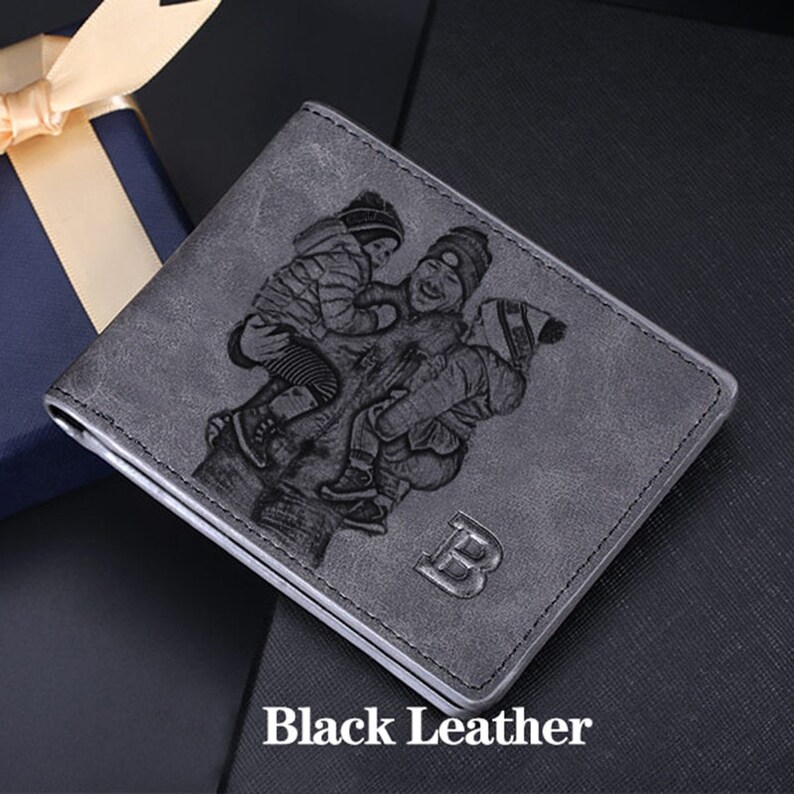 Cartera de cuero personalizada con foto grabada para el día del padre, regalo de cumpleaños, regalo de aniversario, regalos para él imagen 7