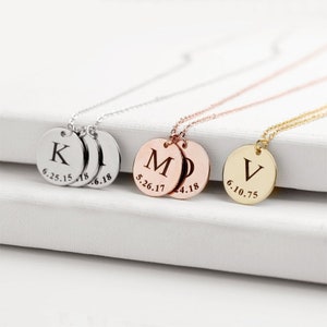 Personalized Custom Engraved Letter Birth Date Stainless Steel Necklace Custom Mom Dad Daughter Son Friend Birthday Gift