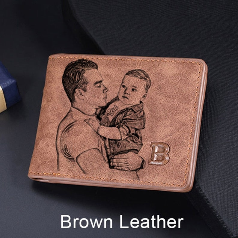 Cartera de cuero personalizada con foto grabada para el día del padre, regalo de cumpleaños, regalo de aniversario, regalos para él imagen 6