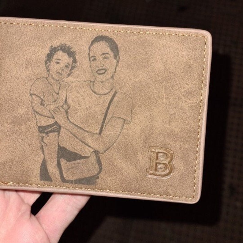 Cartera de cuero personalizada con foto grabada para el día del padre, regalo de cumpleaños, regalo de aniversario, regalos para él imagen 8